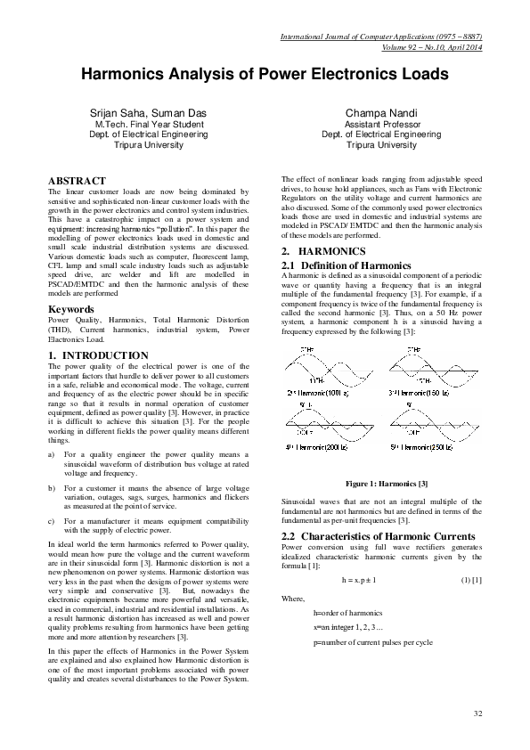 (PDF) Harmonics Analysis of Power Electronics Loads