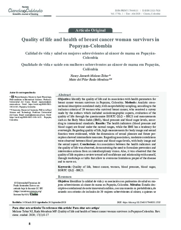 (PDF) Quality of life and health of breast cancer woman survivors in ...