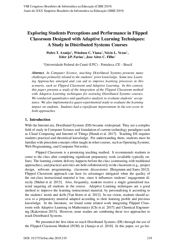 (PDF) Exploring Students Perceptions and Performance in Flipped ...