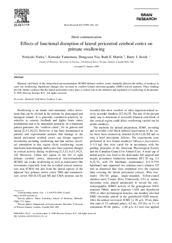 (PDF) Effects of functional disruption of lateral pericentral cerebral ...