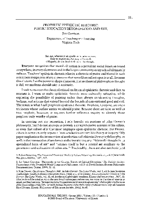 (PDF) Prophetic Epideictic Rhetoric: Poetic Education Beyond Good and Evil