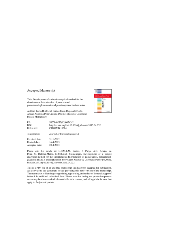 (PDF) Development of a simple analytical method for the simultaneous ...