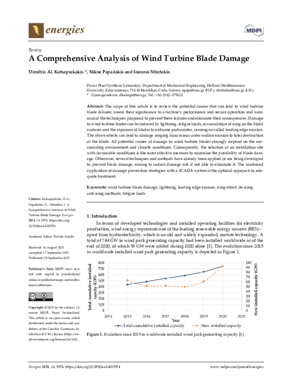 (PDF) A Comprehensive Analysis of Wind Turbine Blade Damage