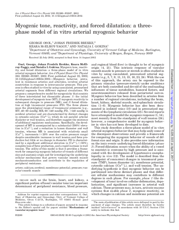 (PDF) Myogenic tone, reactivity, and forced dilatation: a three-phase ...