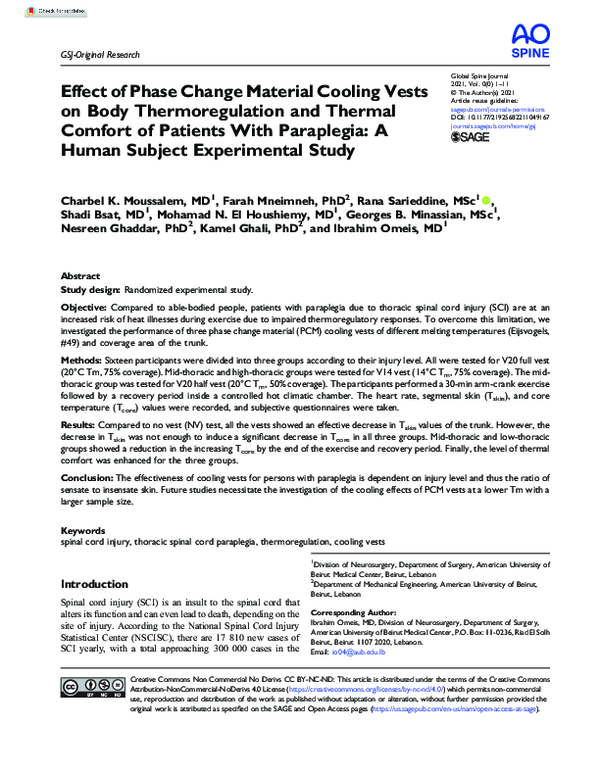 (PDF) Effect of Phase Change Material Cooling Vests on Body ...