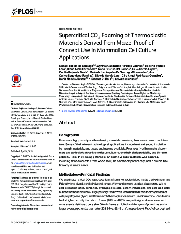 (PDF) Supercritical CO2 Foaming of Thermoplastic Materials Derived from ...