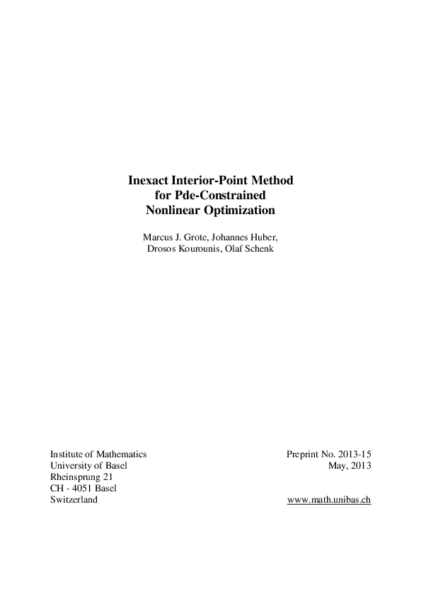 (PDF) Inexact Interior-Point Method for PDE-Constrained Nonlinear ...