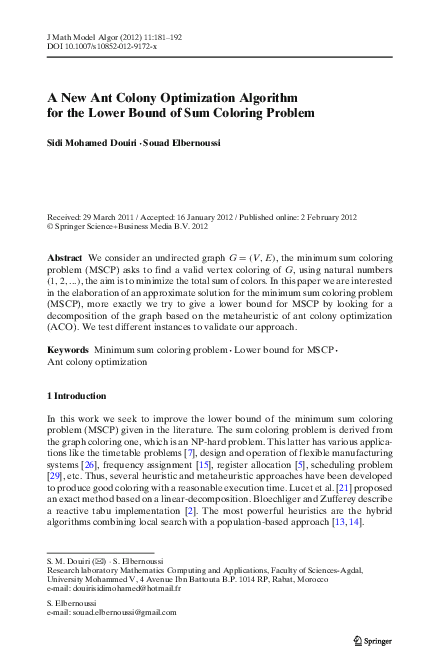 (PDF) A New Ant Colony Optimization Algorithm for the Lower Bound of ...