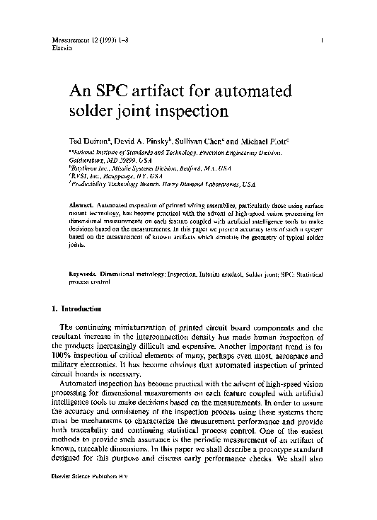 (PDF) An SPC artifact for automated solder joint inspection Ted
