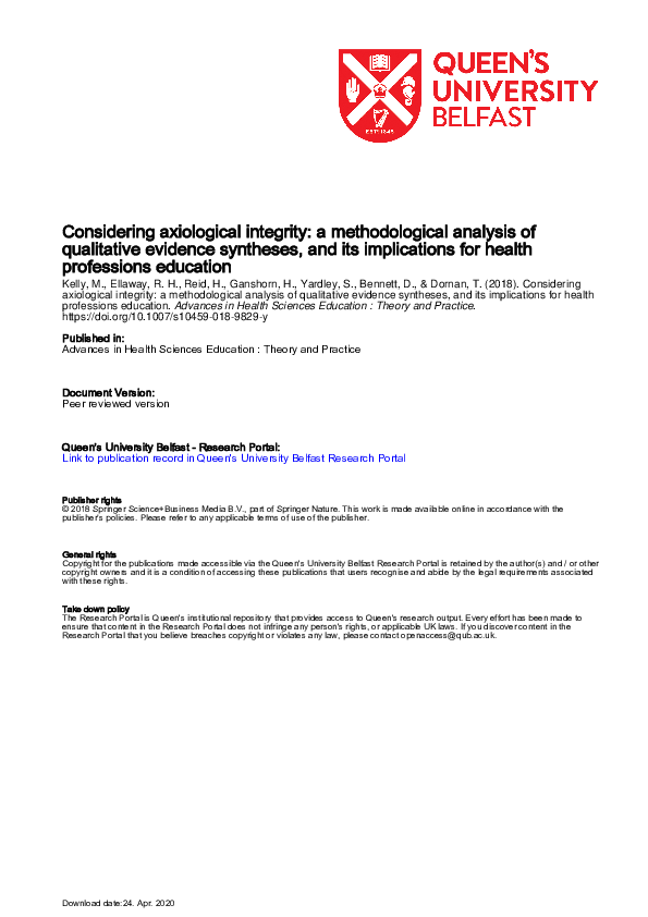(PDF) Considering axiological integrity: a methodological analysis of ...