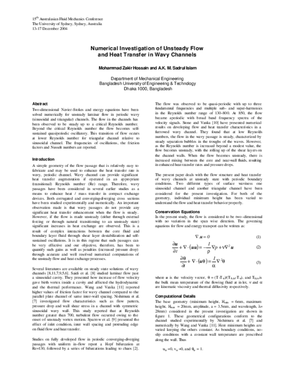 (PDF) Numerical Investigation of Unsteady Flow and Heat Transfer in ...
