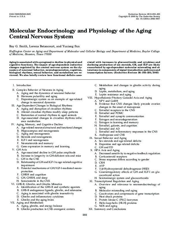 (PDF) Molecular endocrinology and physiology of the aging central ...