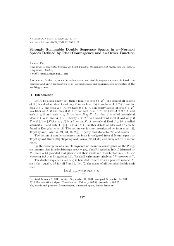(PDF) Λ-strongly summable sequence spaces in n-normed spaces defined by ...