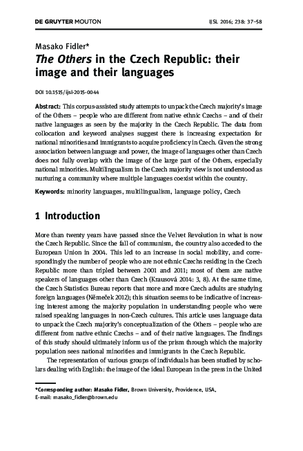 (PDF) The Others in the Czech Republic: their image and their languages