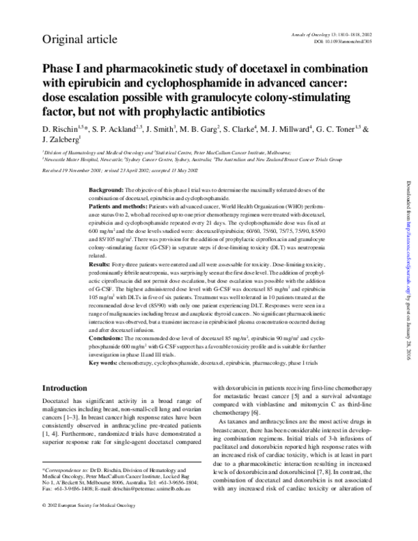 (PDF) Phase I and pharmacokinetic study of docetaxel in combination ...