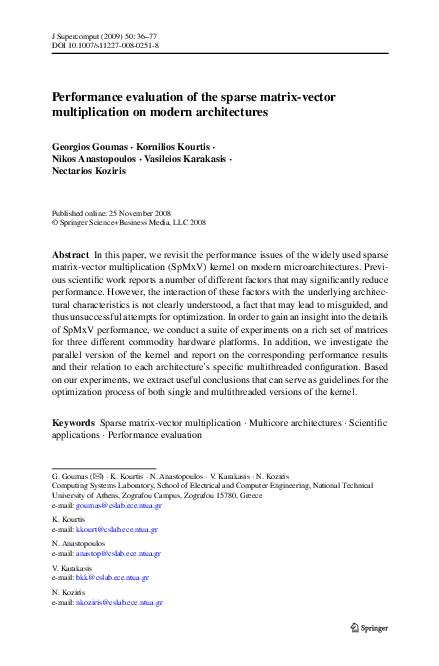 (PDF) Performance evaluation of the sparse matrix-vector multiplication ...