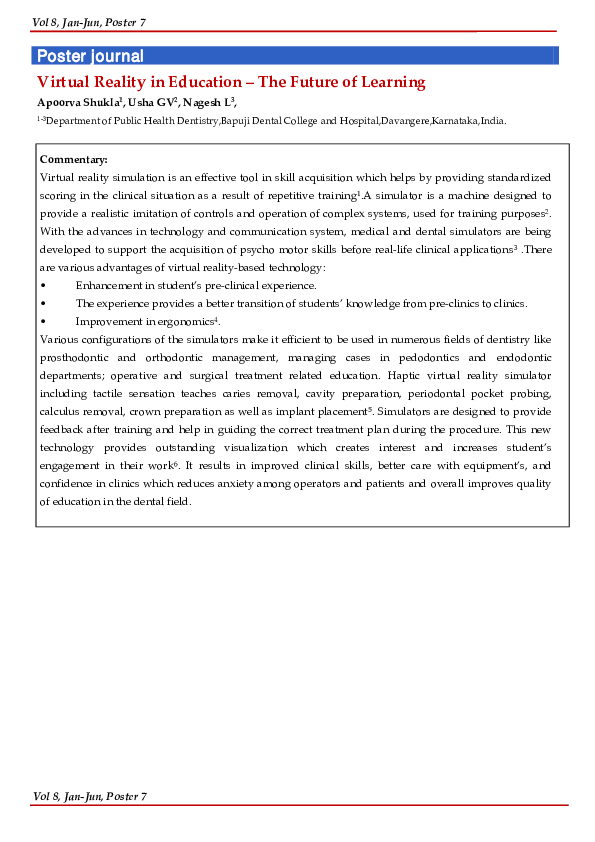 (PDF) Virtual Reality in Education – The Future of Learning