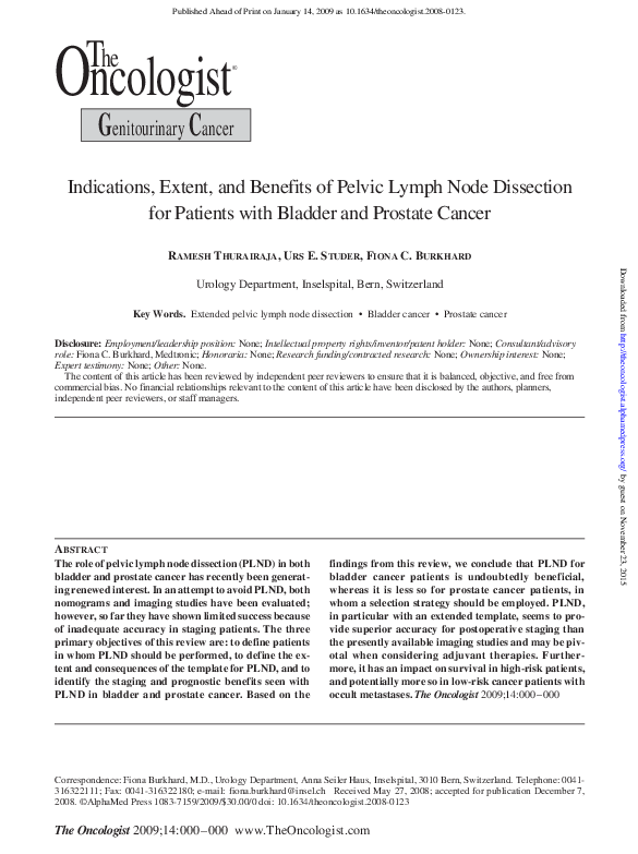 (PDF) Indications, Extent, and Benefits of Pelvic Lymph Node Dissection ...