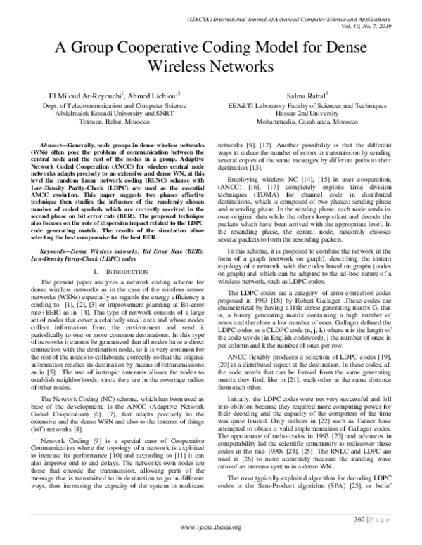 (PDF) A Group Cooperative Coding Model for Dense Wireless Networks