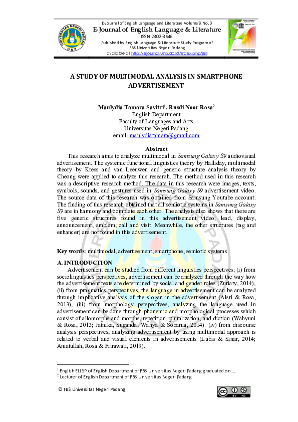 (PDF) A Study of Multimodal Analysis in Smartphone Advertisement