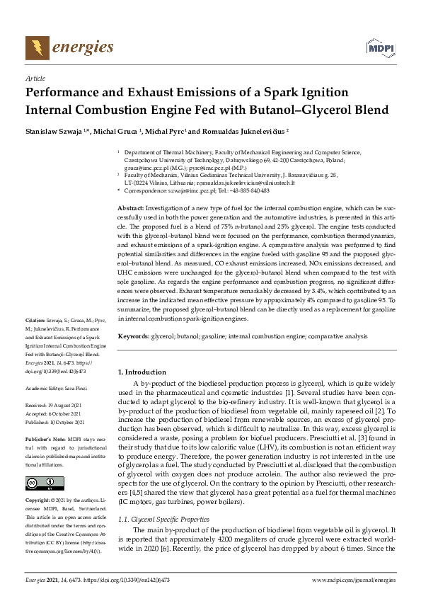 (PDF) Performance and Exhaust Emissions of a Spark Ignition Internal ...