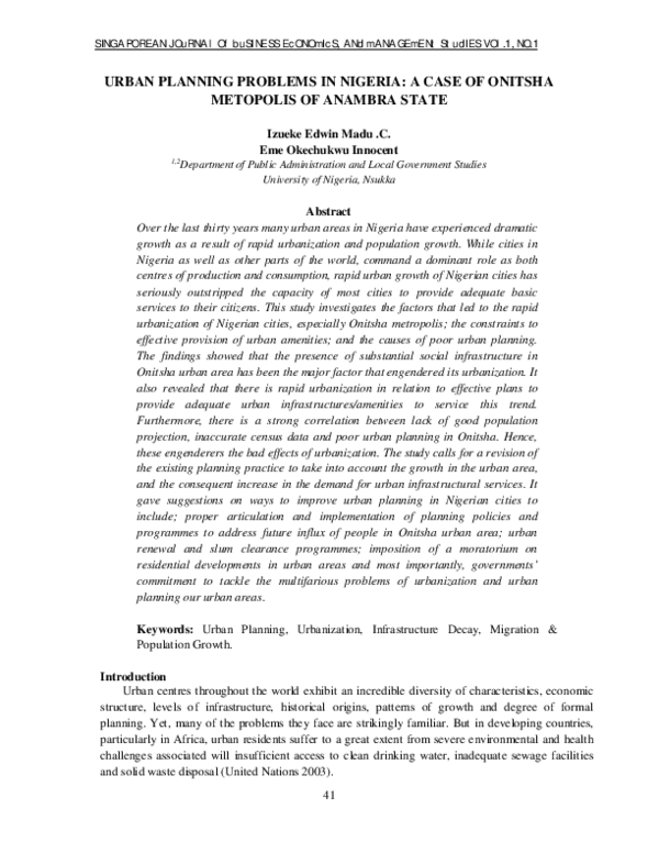 (PDF) Urban Planning Problems in Nigeria : A Case of Onitsha Metopolis ...