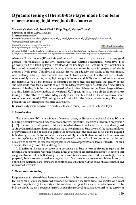 (PDF) Dynamic testing of the sub-base layer made from foam concrete ...