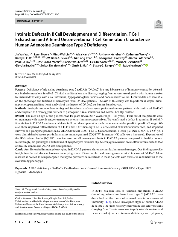 (PDF) Intrinsic Defects in B Cell Development and Differentiation, T ...