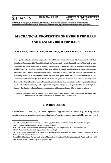 (PDF) Mechanical Properties of Hybrid FRP Bars and Nano-Hybrid FRP Bars