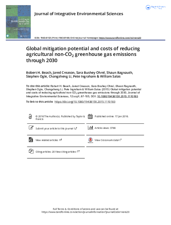(PDF) Global mitigation potential and costs of reducing agricultural ...