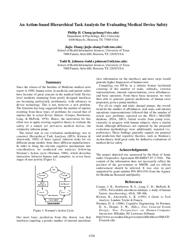 (PDF) An Action-based Hierarchical Task Analysis for Evaluating Medical ...