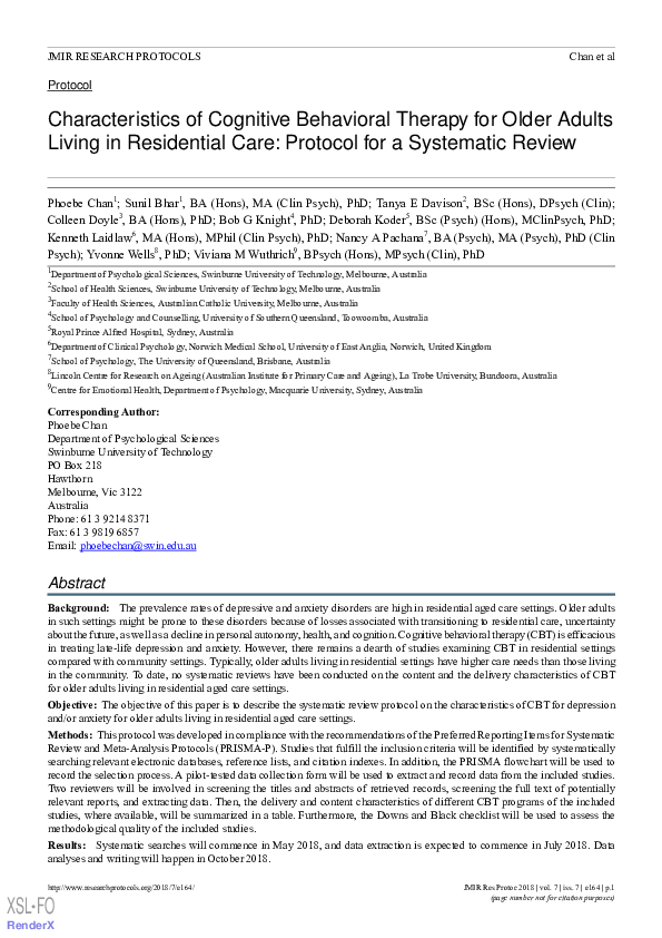 (PDF) Characteristics of Cognitive Behavioral Therapy for Older Adults ...