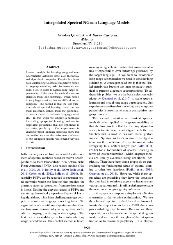 (PDF) Interpolated Spectral NGram Language Models