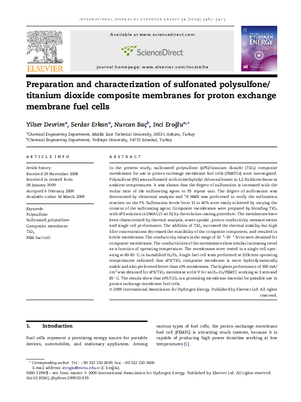 (PDF) Preparation and characterization of sulfonated polysulfone