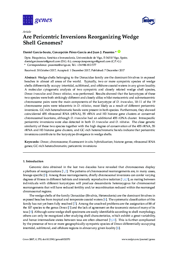 (PDF) Are Pericentric Inversions Reorganizing Wedge Shell Genomes?