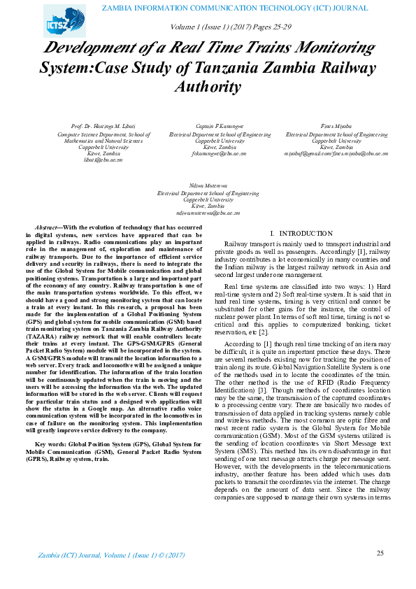 (PDF) Development of a Real Time Trains Monitoring System