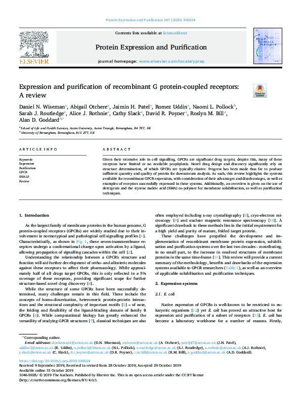 (PDF) Expression and purification of recombinant G protein-coupled ...