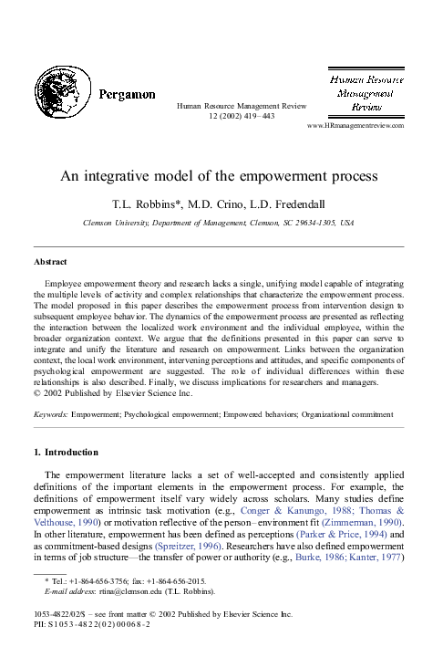 (PDF) An integrative model of the empowerment process