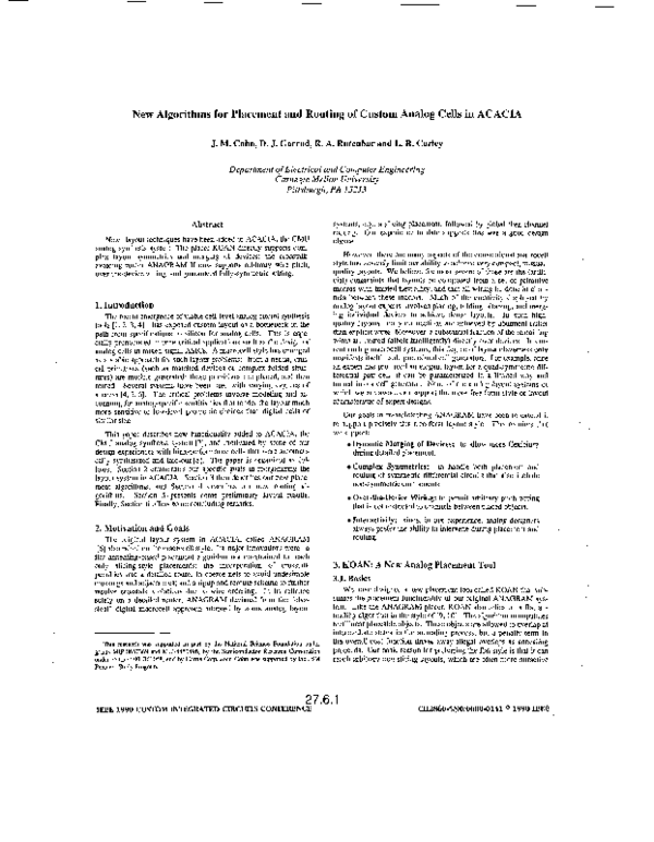 (PDF) New algorithms for placement and routing of custom analog cells ...
