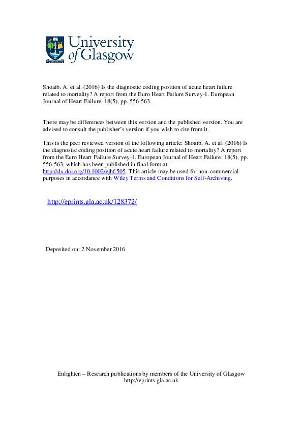 (PDF) Is the diagnostic coding position of acute heart failure related ...