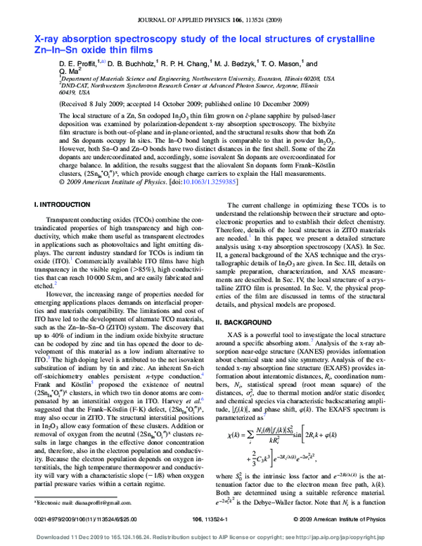 (PDF) X-ray absorption spectroscopy study of the local structures of ...