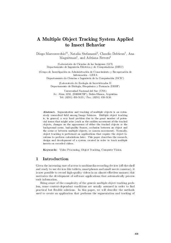 (PDF) A multiple object tracking system applied to insect behavior