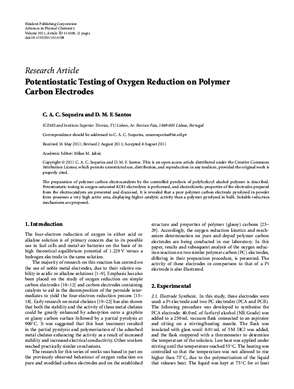 (PDF) Potentiostatic Testing of Oxygen Reduction on Polymer Carbon ...