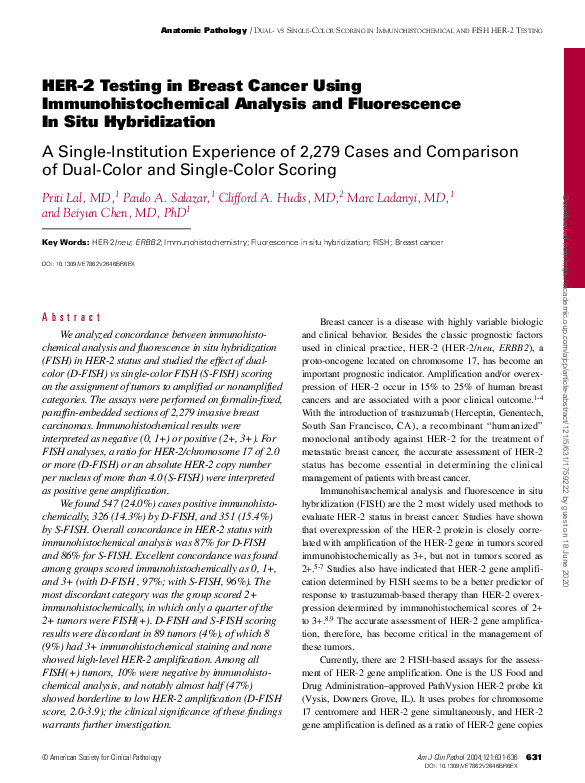(PDF) HER-2 Testing in Breast Cancer Using Immunohistochemical Analysis ...