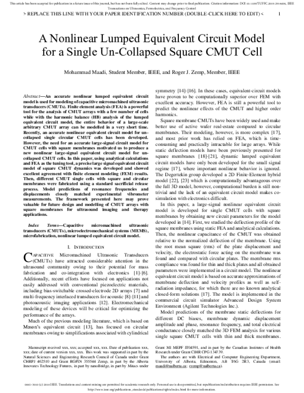 (PDF) A Nonlinear Lumped Equivalent Circuit Model for a Single Un ...