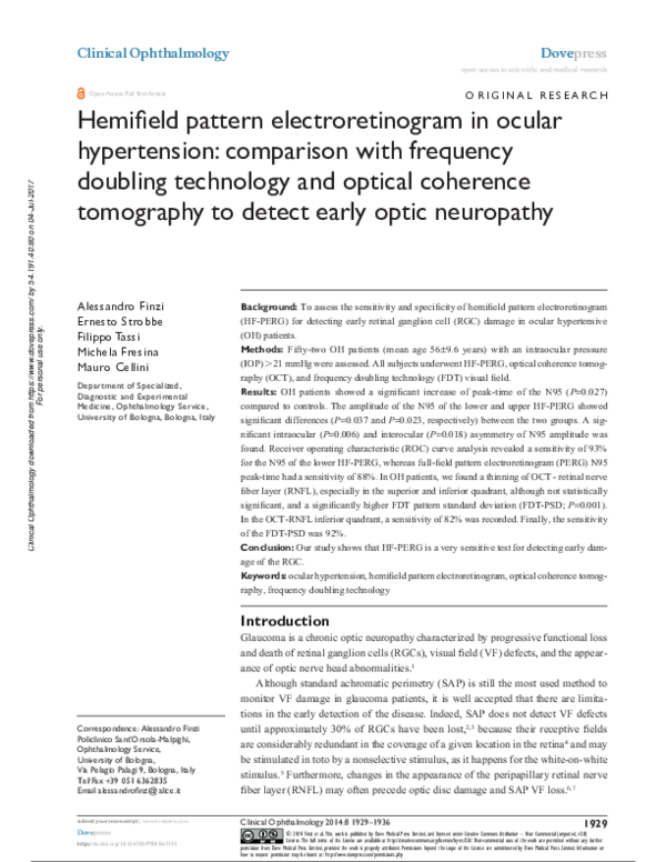 (PDF) Hemifield pattern electroretinogram in ocular hypertension ...