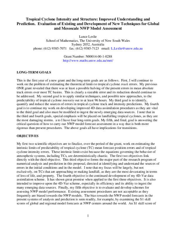 (PDF) Tropical Cyclone Intensity and Structure: Improved Understanding ...