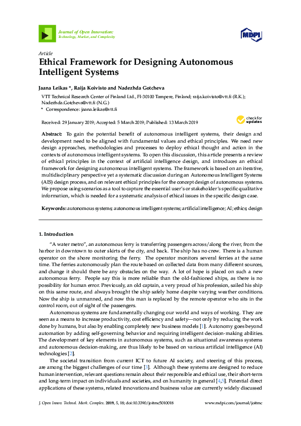 (PDF) Ethical Framework for Designing Autonomous Intelligent Systems
