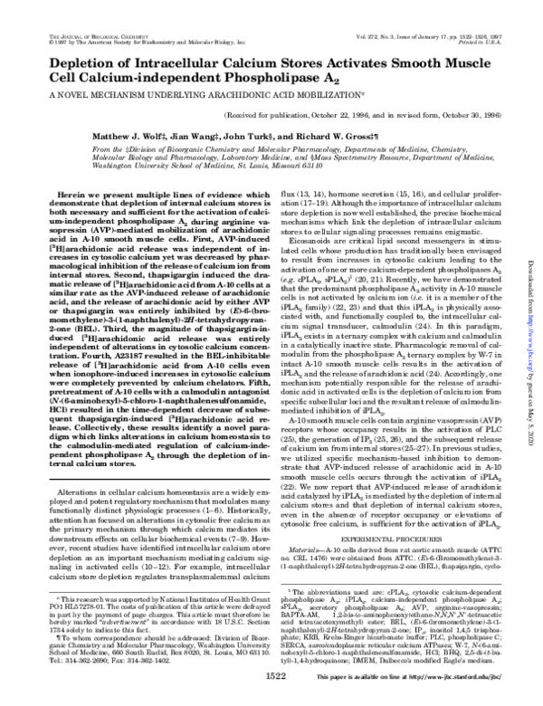 (PDF) Depletion of intracellular calcium stores activates a calcium ...