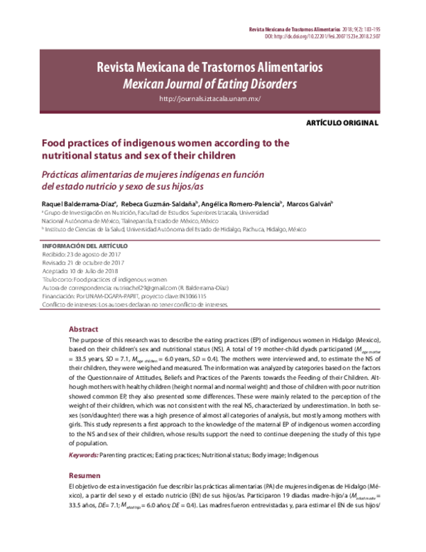 (PDF) Food practices of indigenous women according to the nutritional ...